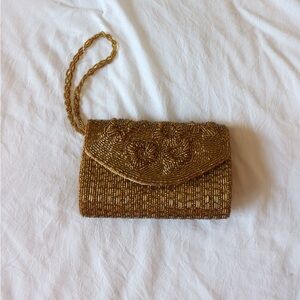 VINTAGE | Mini Elegant Gold Beaded Clutch